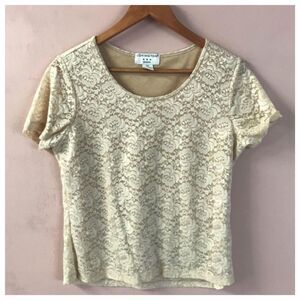 Vintage Covington Stretch Cream/Nude Lacey Top Size S EUC